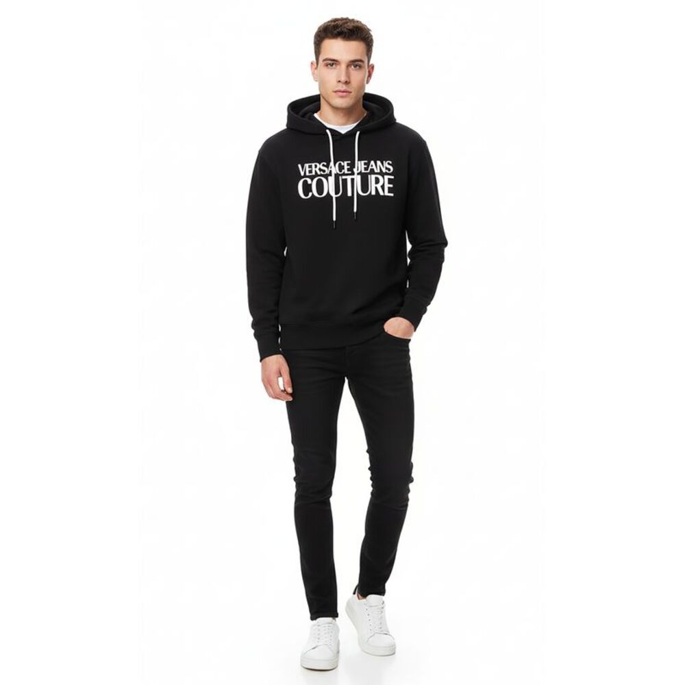 Versace Jeans Couture Black Cotton Mens Signature Hoodie
